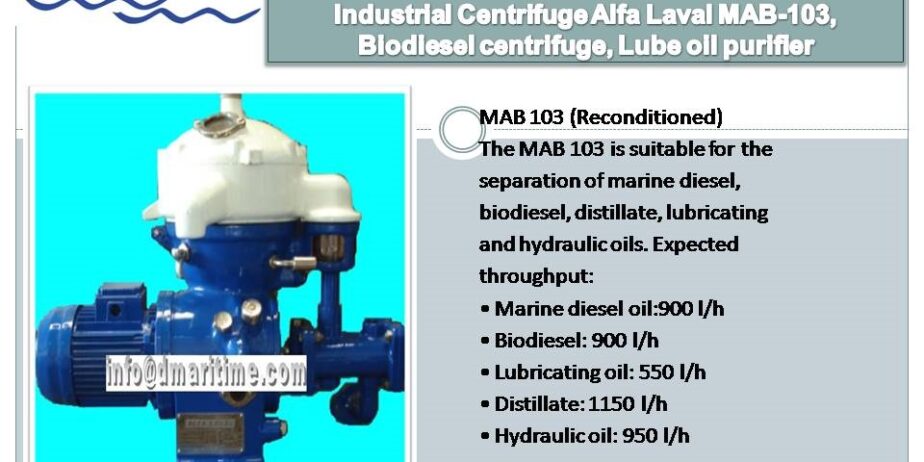 Alfa Laval MAB-103, Biodiesel centrifuge, Lube oil purifier